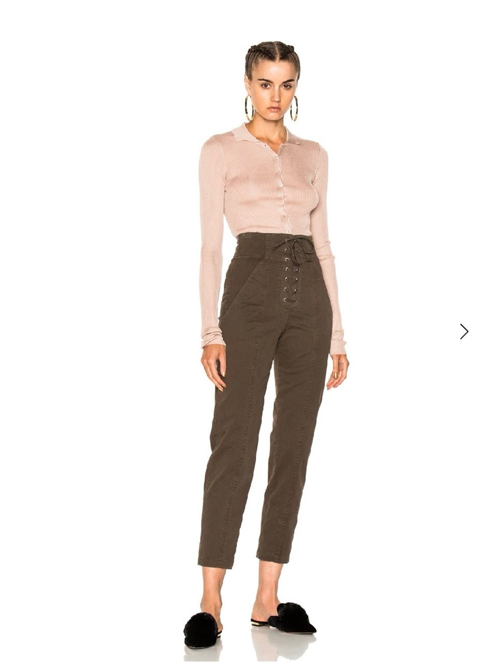 A.L.C. Kyle High-Waist Lace-Up Pants in Olive Kaki 12
